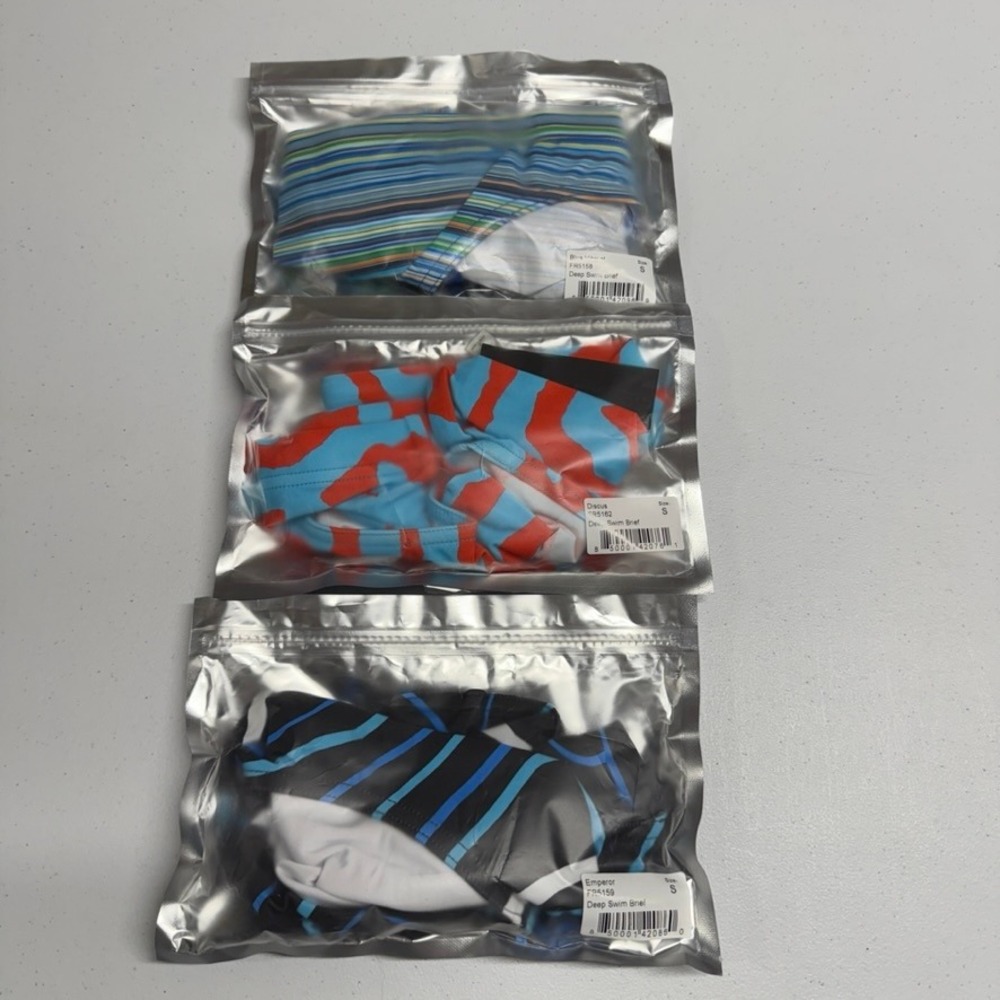 Todd Sanfield Swim Brief Mens Small Deep Swim Brief 3 Pack Nylon Spandex NEW